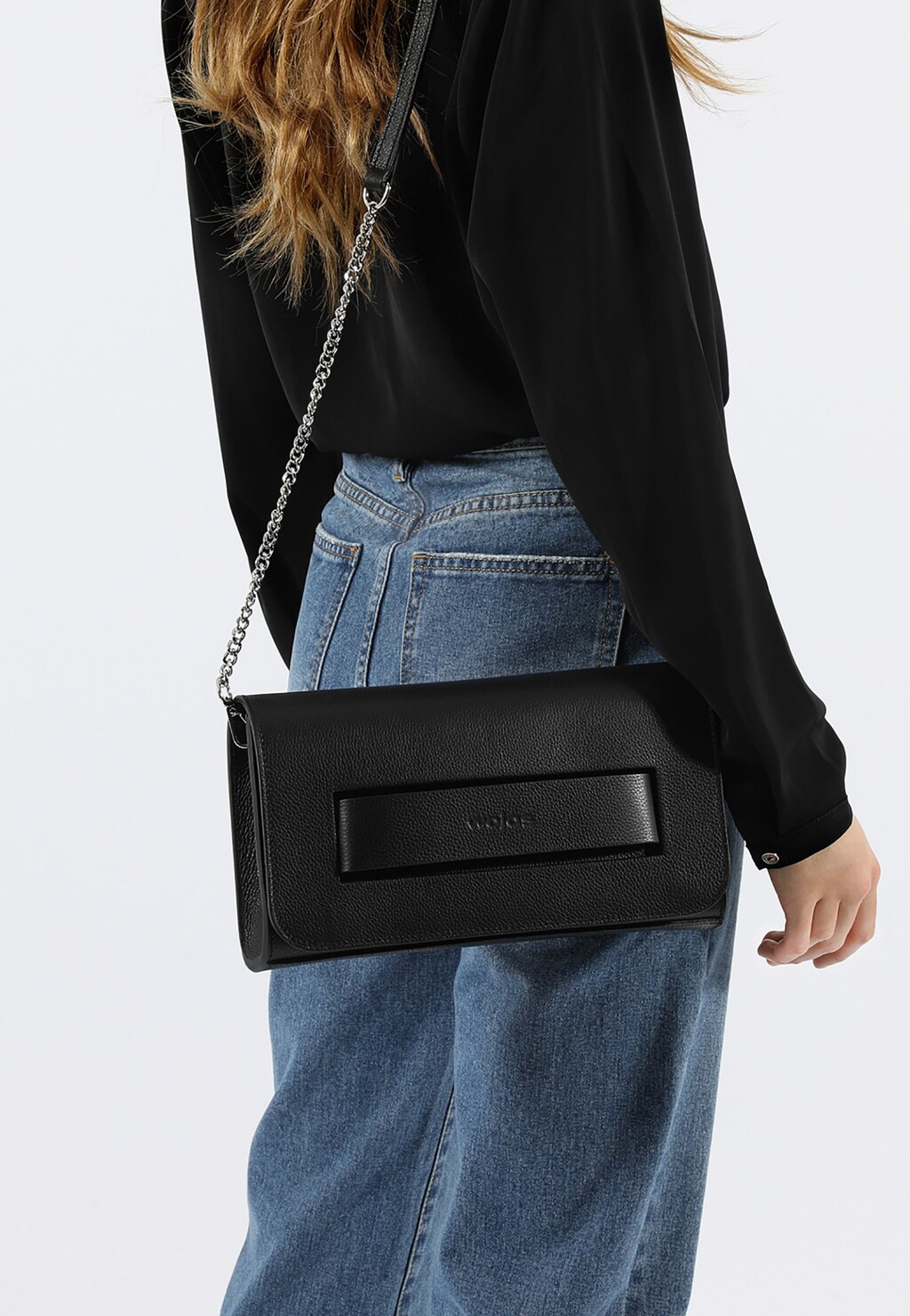 Czarna wieczorowa torebka damska ze skóry licowej 80050-51 Widok 10