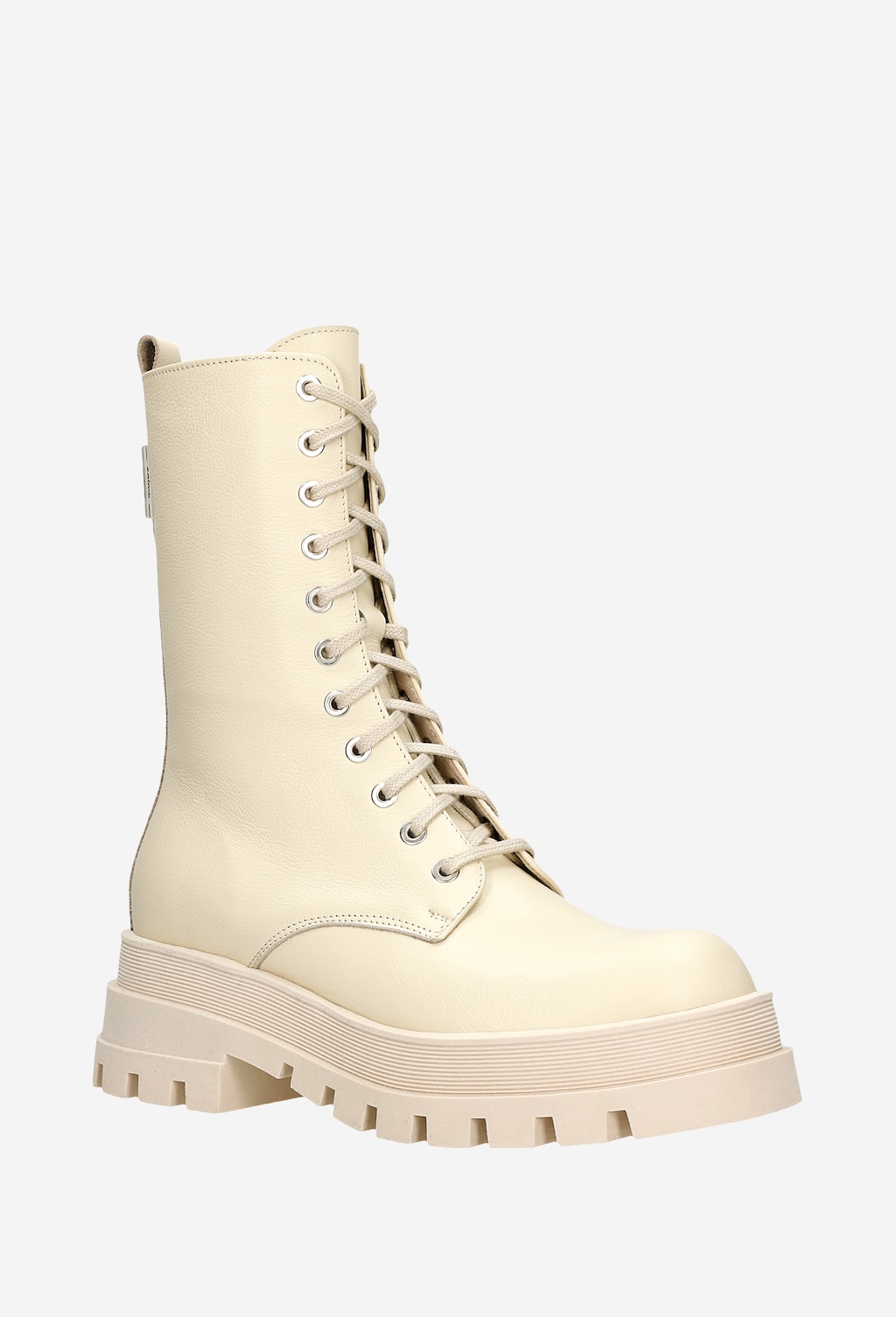 Originálne kožené členkové čižmy v béžovej farbe 64082-54 Widok 3