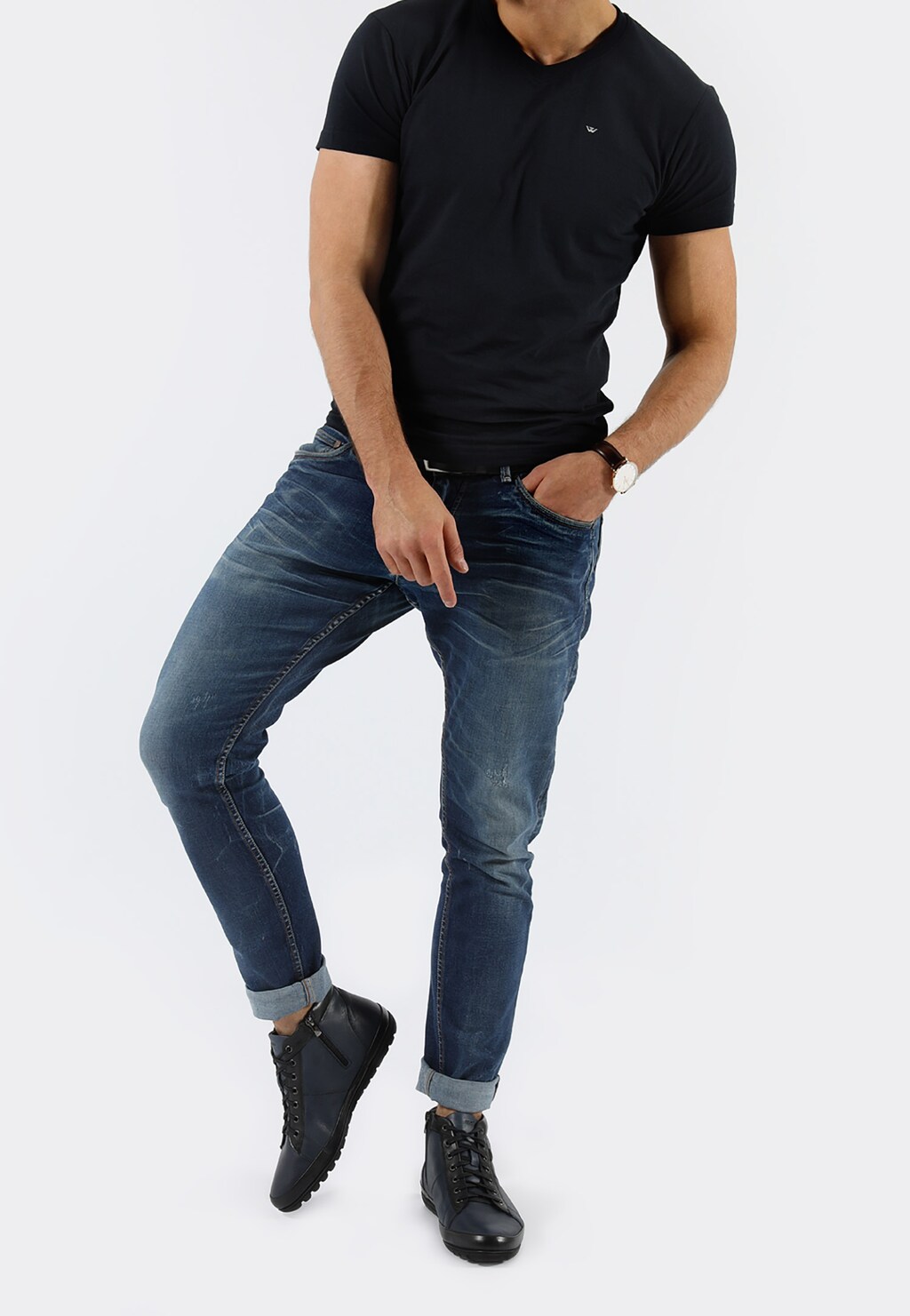 Granatowo czarne trzewiki męskie  8245-56 Widok 7