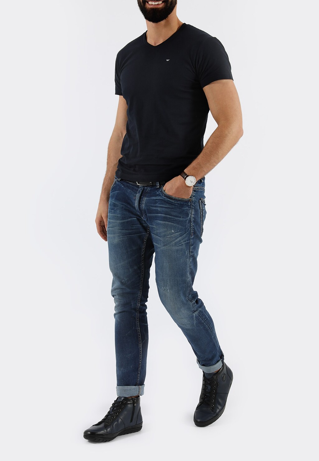 Granatowo czarne trzewiki męskie  8245-56 Widok 1