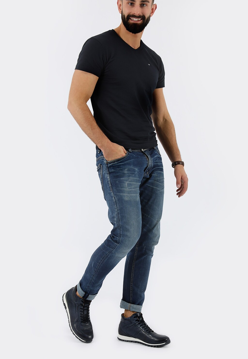 Granatowe trzewiki męskie 9166-56 Widok 7