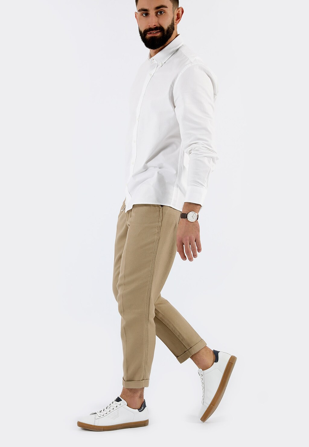 Białe trampki z granatowymi elementami 10076-59 Widok 7