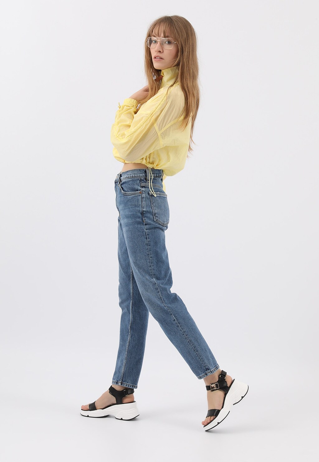 Czarne sandały damskie z modną grubą białą podeszwą 76095-51 Widok 10