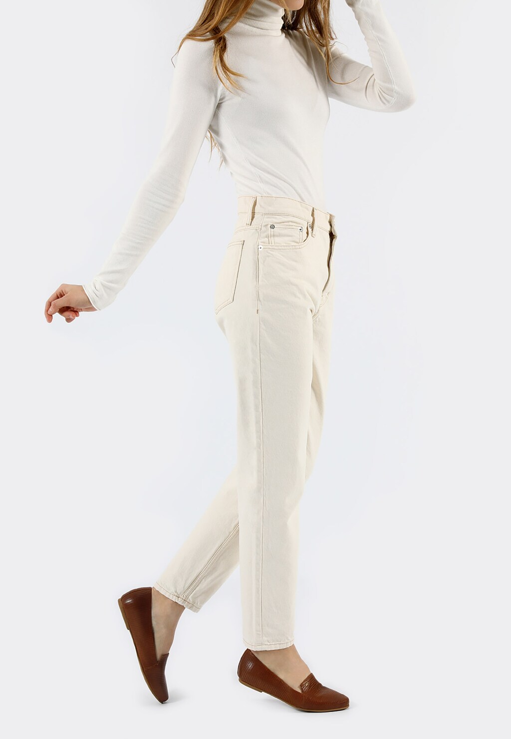 Brązowe lordsy damskie ze skóry licowej 45003-52 Widok 1