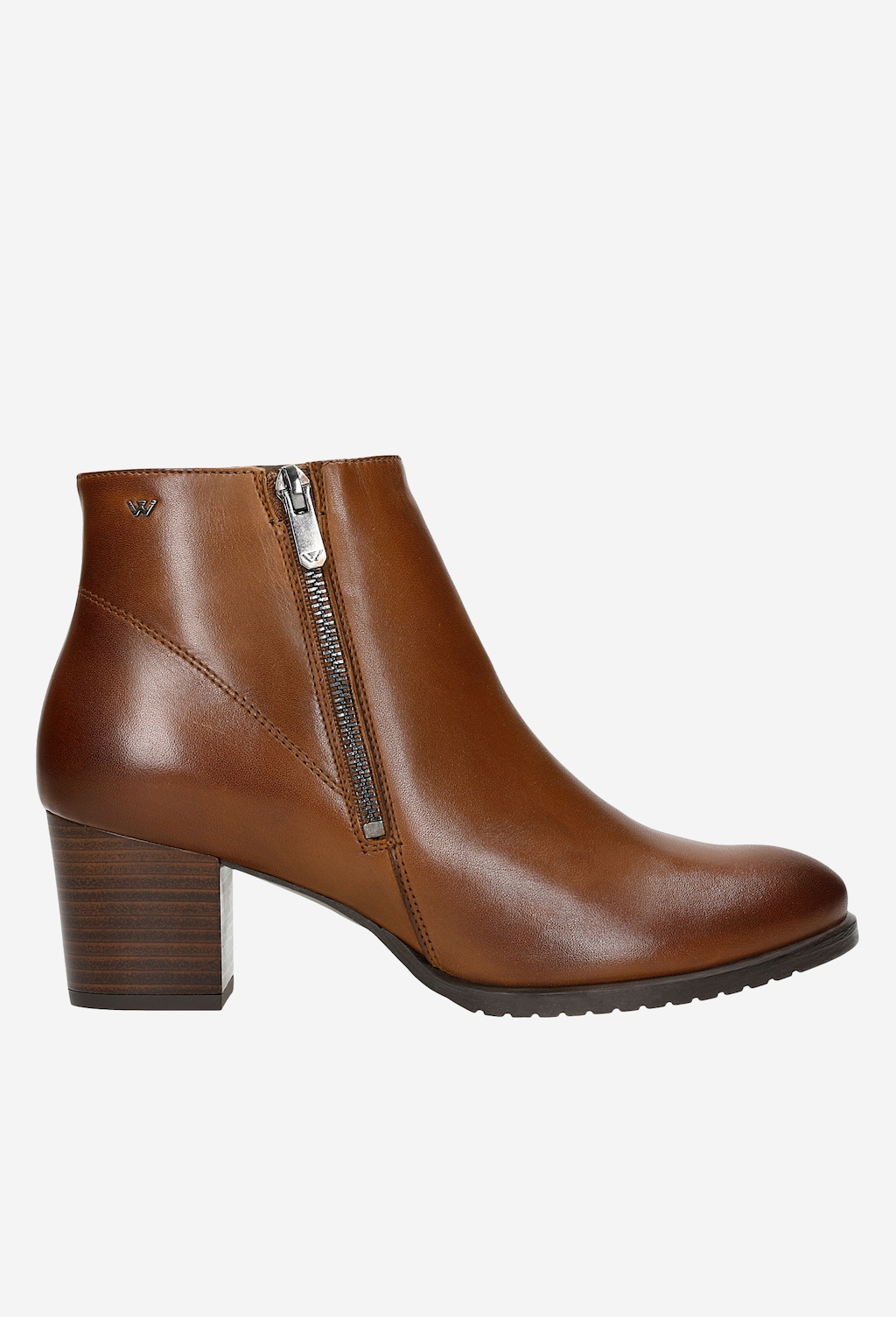 Hnedé členkové čižmy na opätku pre štýlovú dámu 55065-52 Widok 2