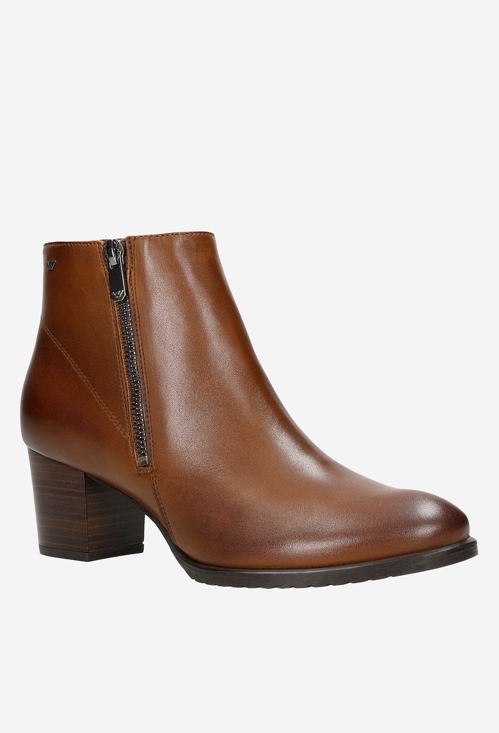 Hnedé členkové čižmy na opätku pre štýlovú dámu 55065-52 Widok 3