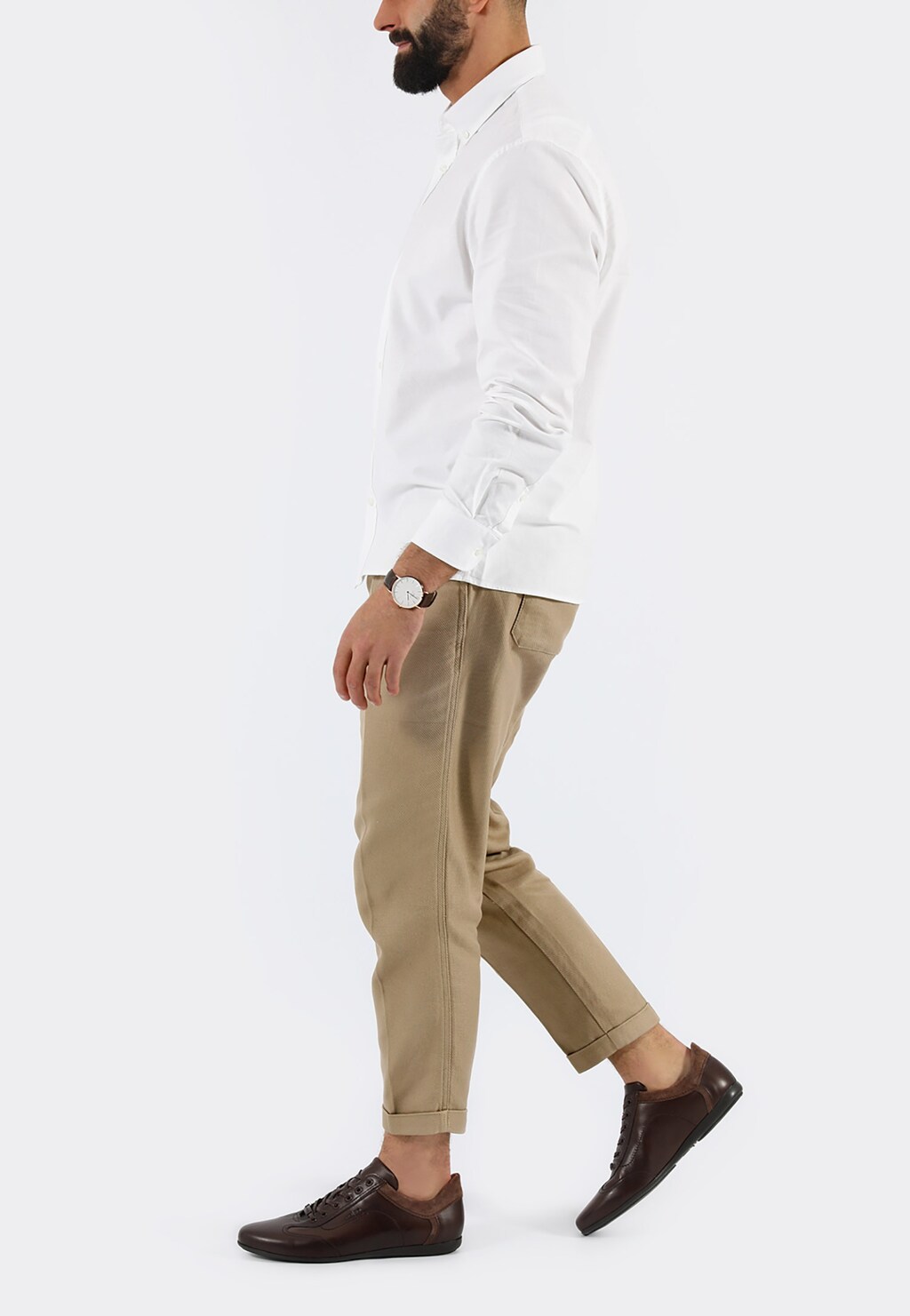 Ciemnobrązowe półbuty męskie w stylu comfort 10038-52 Widok 7