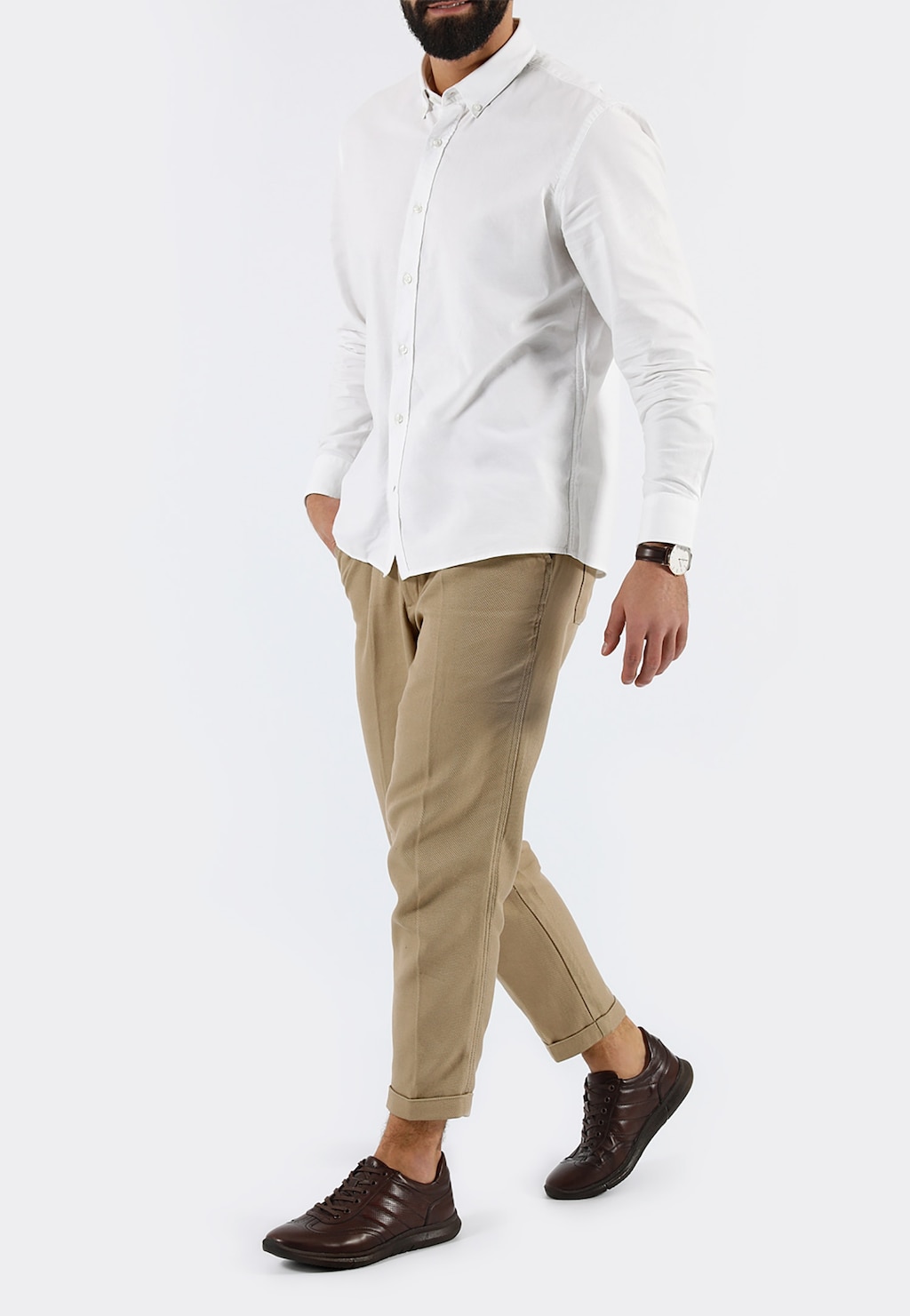 Ciemnobrązowe półbuty męskie w stylu comfort 10038-52 Widok 1