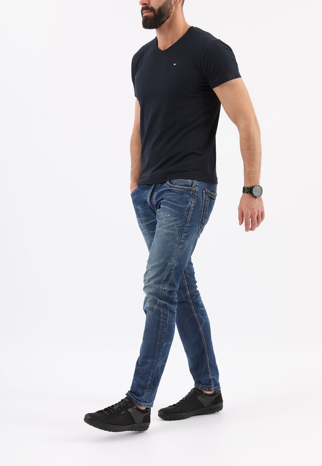 Czarne półbuty męskie 9046-71 Widok 7