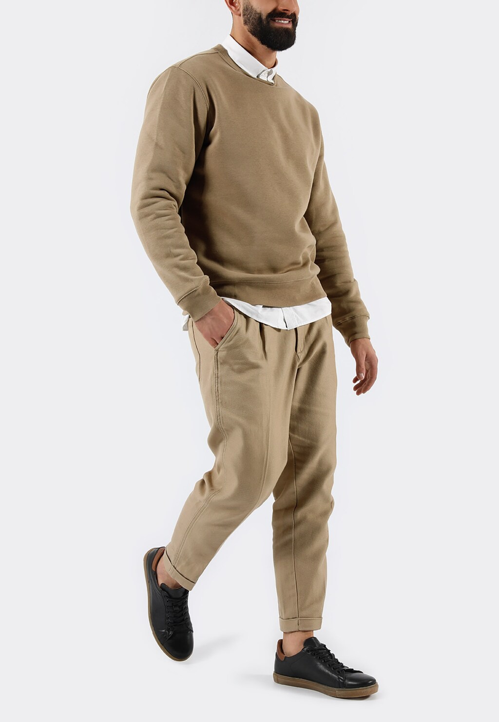 Czarne trampki męskie z brązową wstawką 9060-51 Widok 1