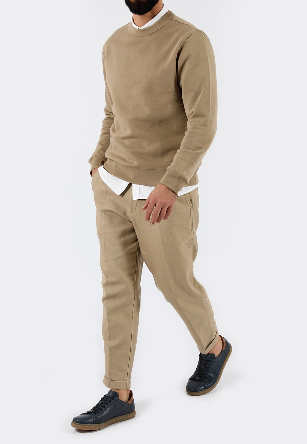 Granatowe trampki męskie ze skóry licowej 9060-56 Widok 1