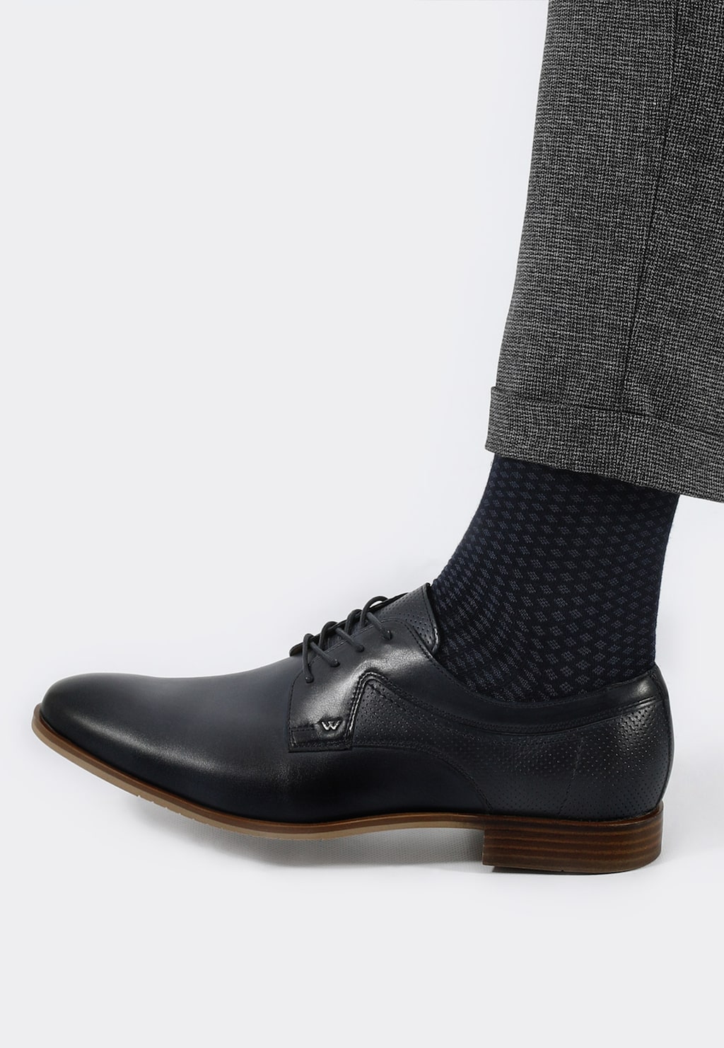 Tmavomodré formálne pánske poltopánky z pravej kože 10005-56 Widok 1