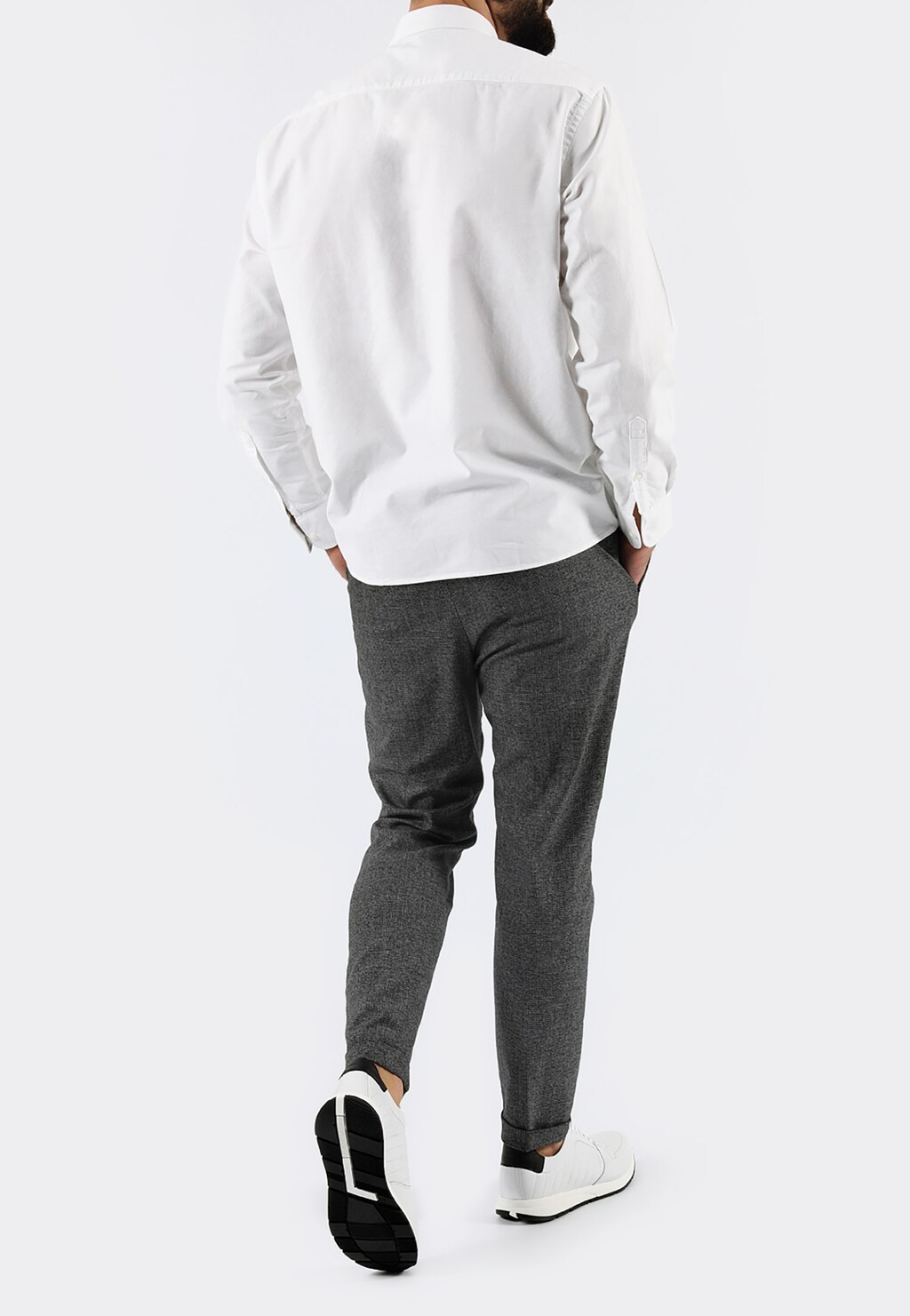 Białe sportowe półbuty męskie z czarną wstawką 10020-59 Widok 7