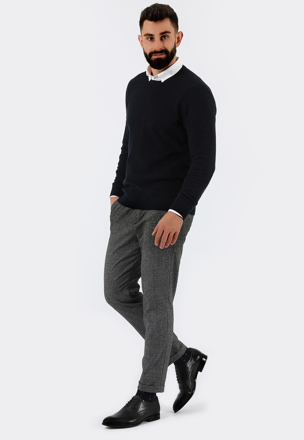 Czarne brogsy męskie w stylu formal 10063-51 Widok 8