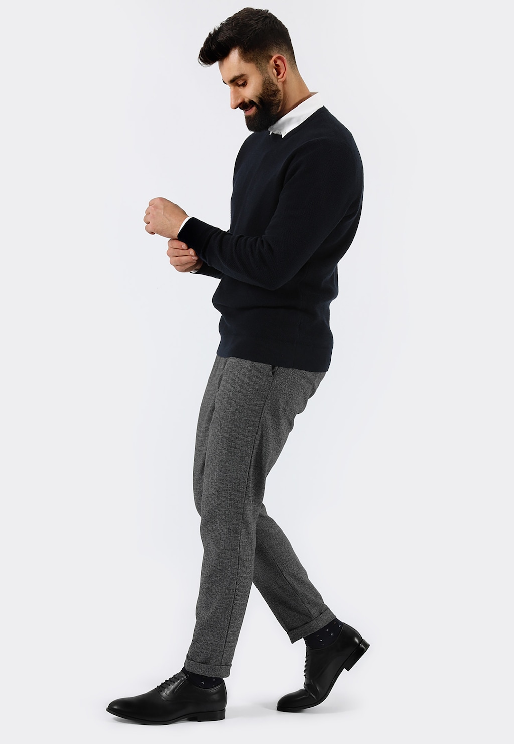 Czarne brogsy męskie w stylu formal 10063-51 Widok 1