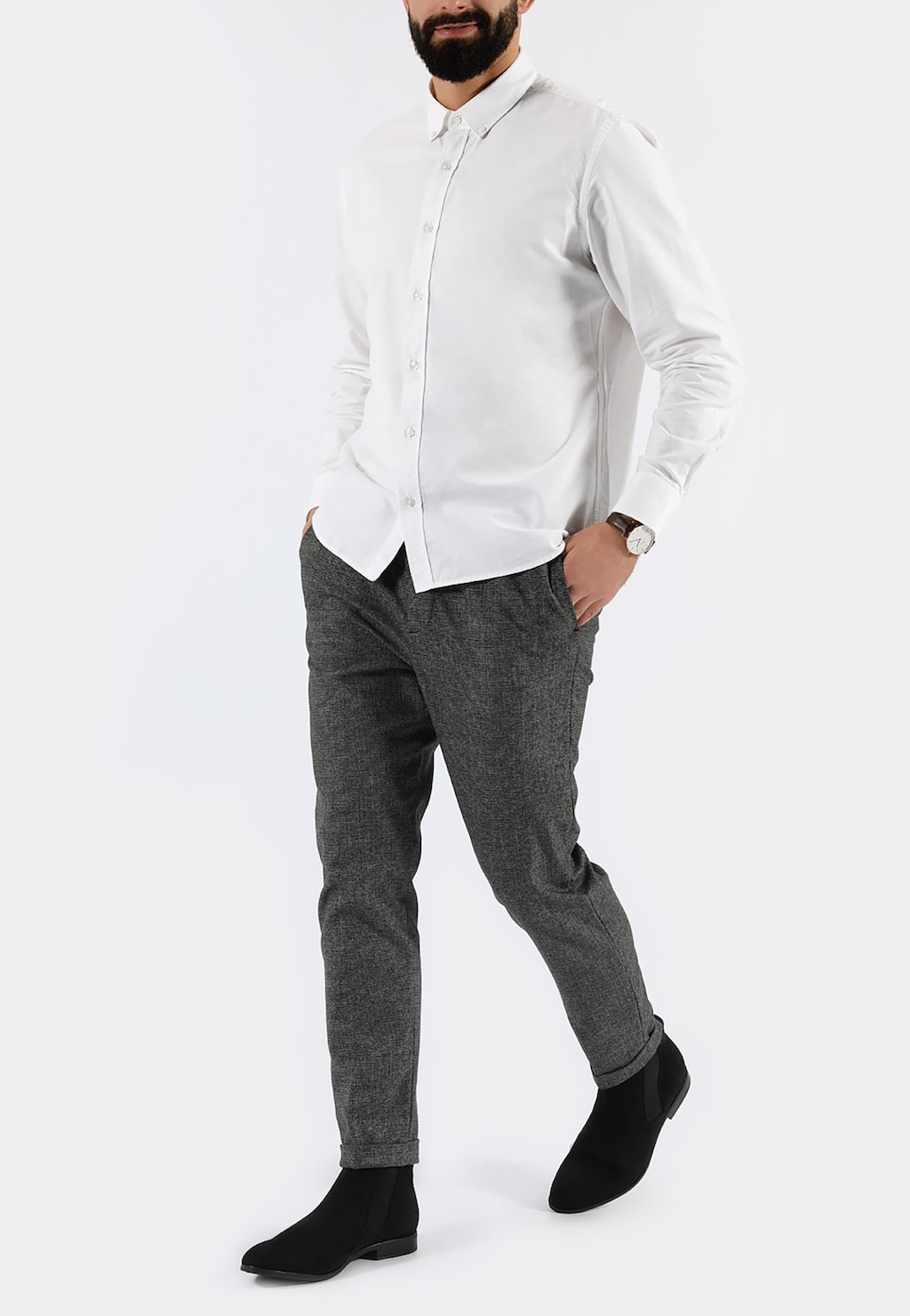 Czarne sztyblety męskie ze skóry nubukowej 20004-21 Widok 1