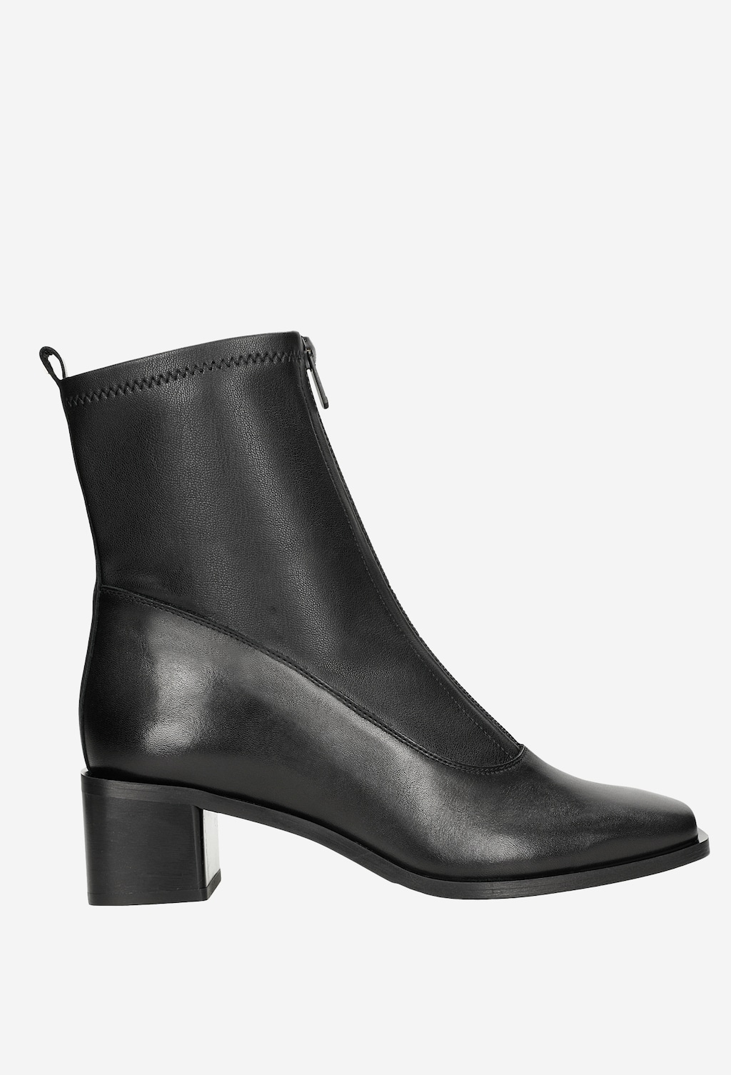 Czarne botki na słupku z zamkiem z przodu 55038-81 Widok 2