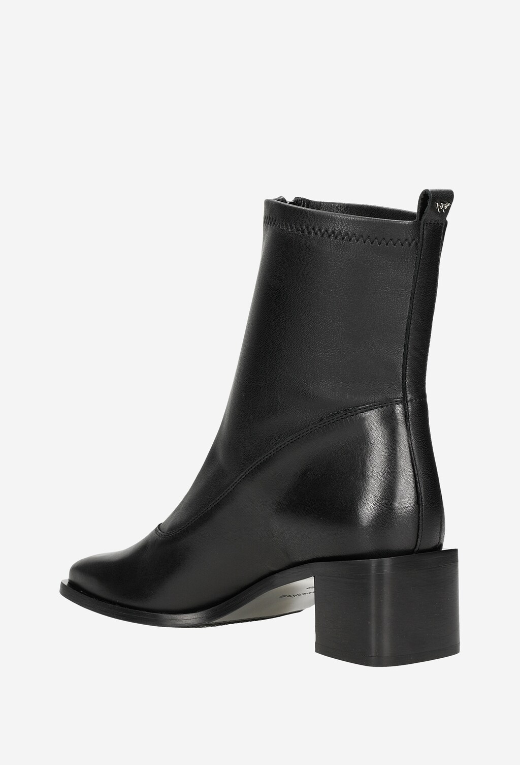 Czarne botki na słupku z zamkiem z przodu 55038-81 Widok 4