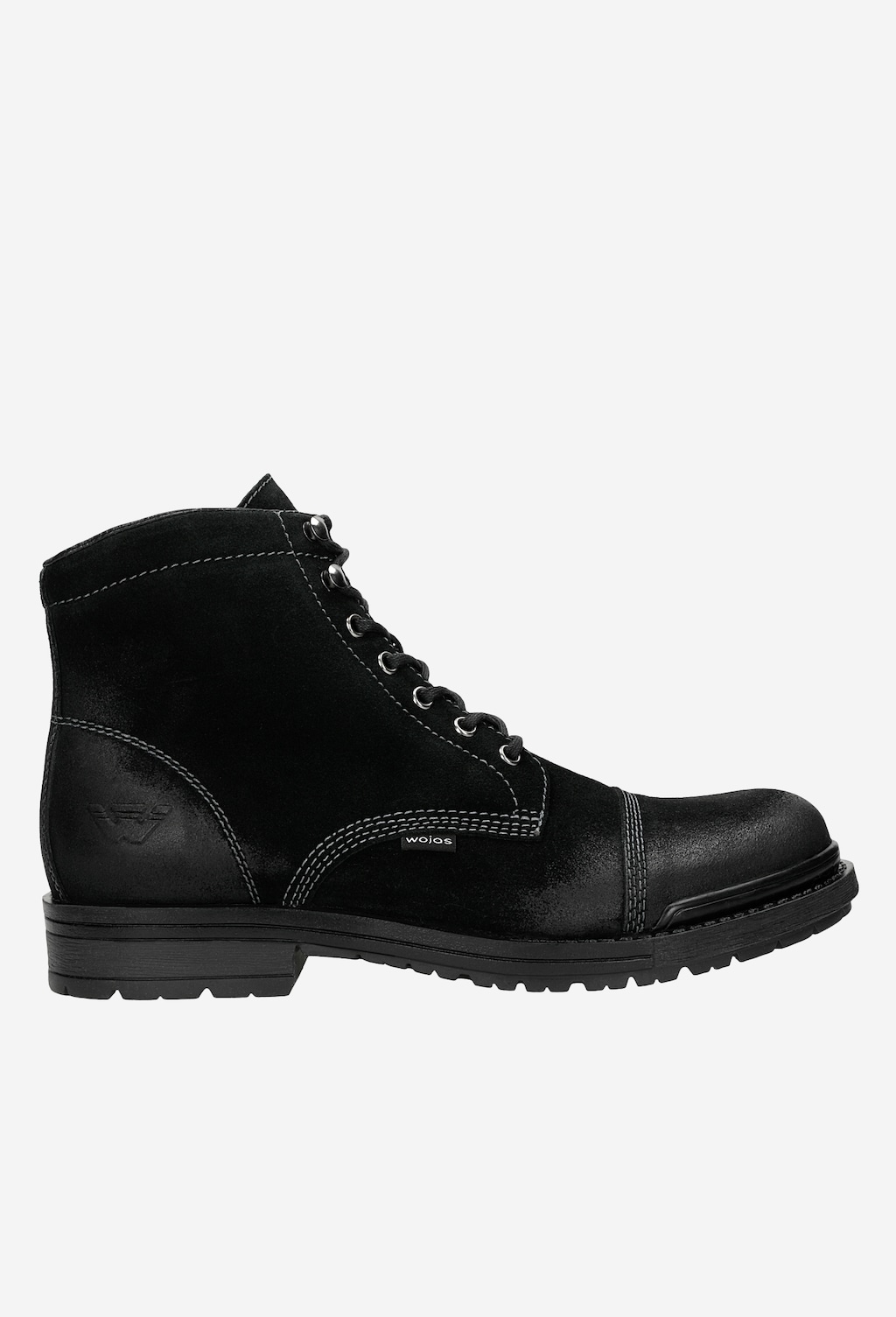 Czarne sznurowane bikery męskie z dwoiny welurowej 24032-61 Widok 2