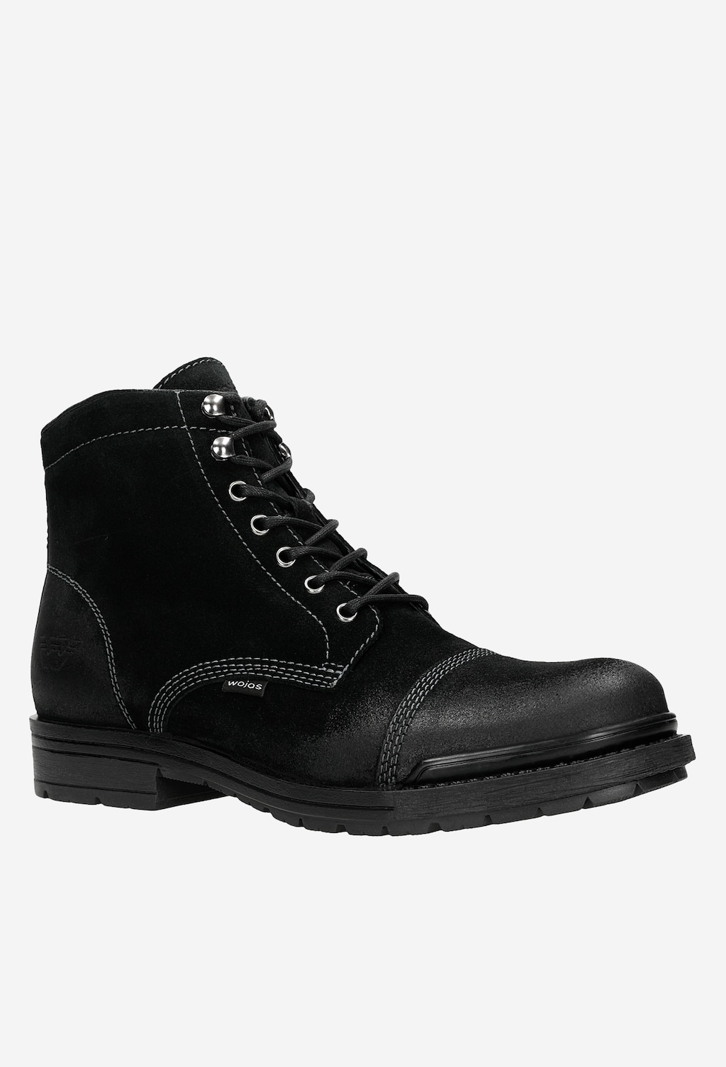 Czarne sznurowane bikery męskie z dwoiny welurowej 24032-61 Widok 3