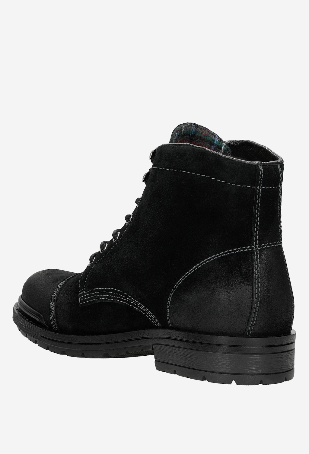 Czarne sznurowane bikery męskie z dwoiny welurowej 24032-61 Widok 4