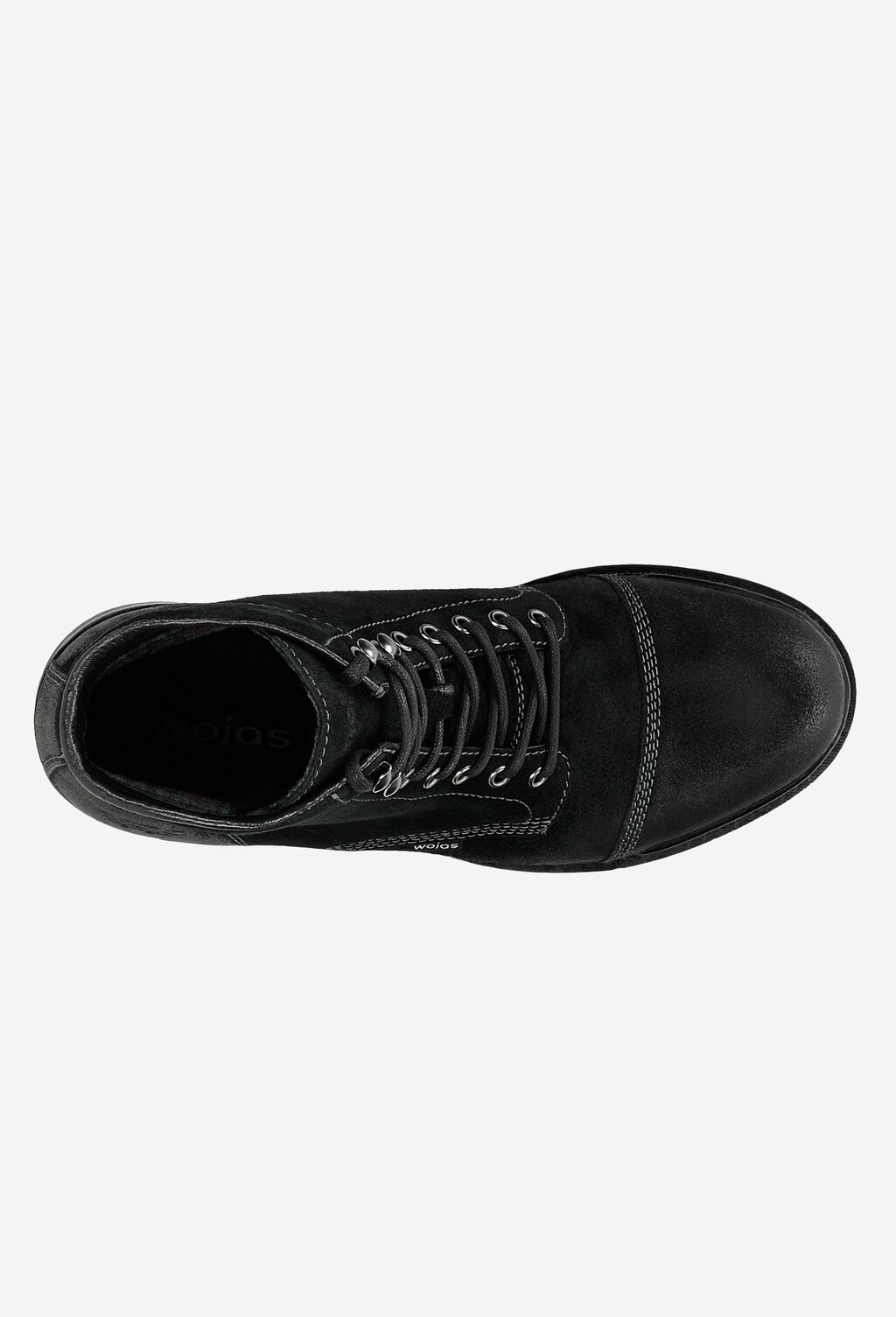Czarne sznurowane bikery męskie z dwoiny welurowej 24032-61 Widok 5