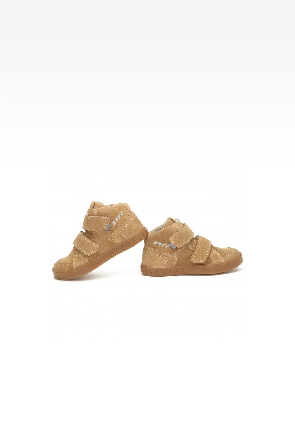 Beżowe sneakersy dziecięce BARTEK 27414-019 z widokiem z boku, ukazujące sportowy design, zabudowaną cholewkę i praktyczne zapięcie na rzepy.