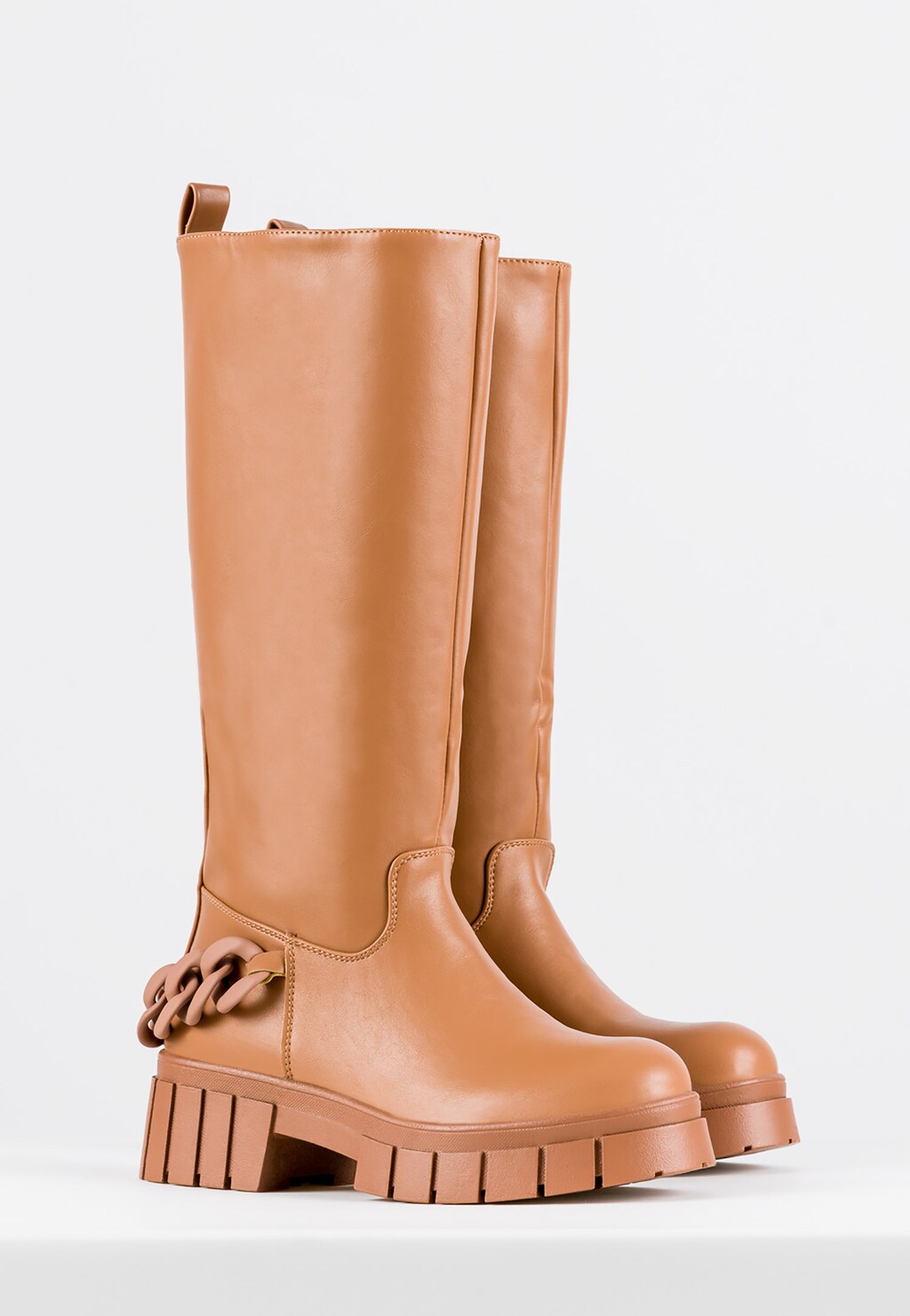 WJS jasnobrązowe kozaki damskie z ozdobnym łańcuchem WJS45011-53 Widok 3