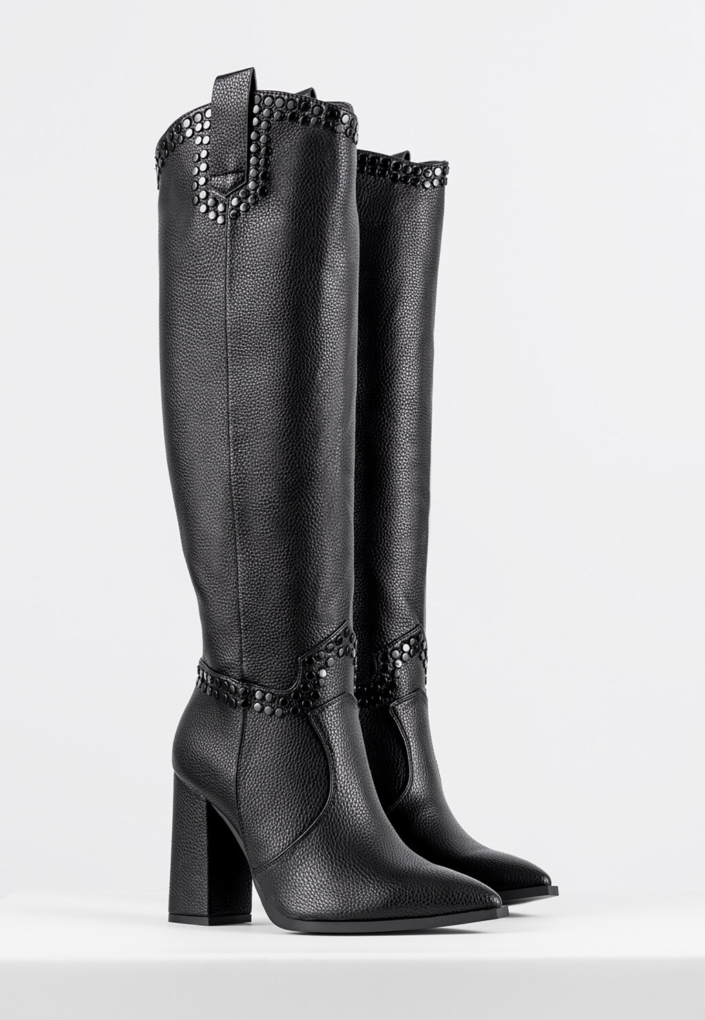 WJS czarne kozaki damskie z ćwiekami WJS45013-51 Widok 2