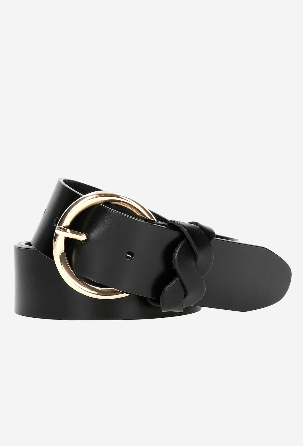 Czarny pasek damski z plecioną szlufką 93029-51 Widok 1