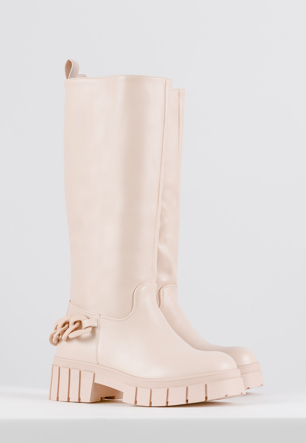 WJS beżowe kozaki damskie na grubej płaskiej podeszwie WJS45011-54 Widok 3