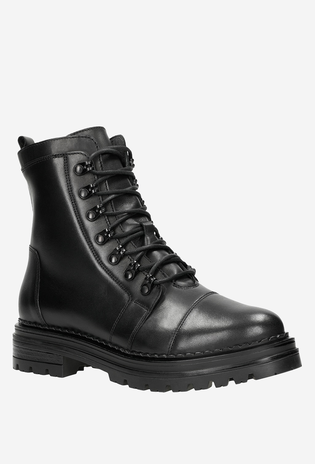 Pohodlné kožené členkové čižmy z čiernej lícovej kože 64040-51 Widok 2