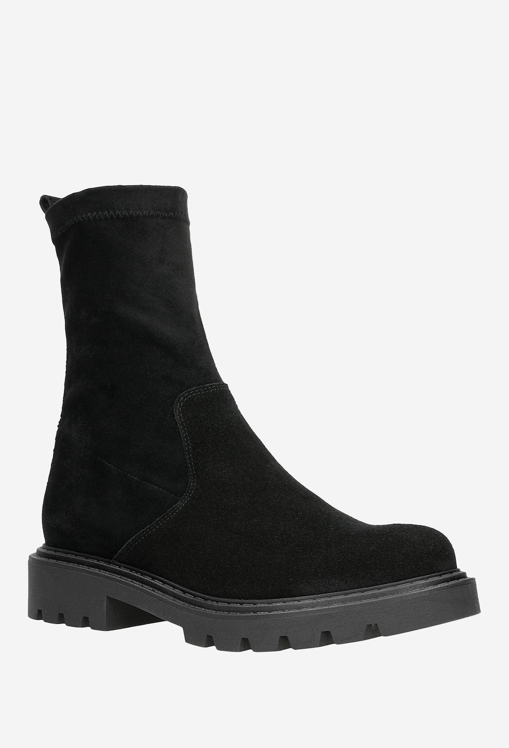 Czarne jesienne bikery damskie z dwoiny welurowej i stretchu  55100-81 Widok 3