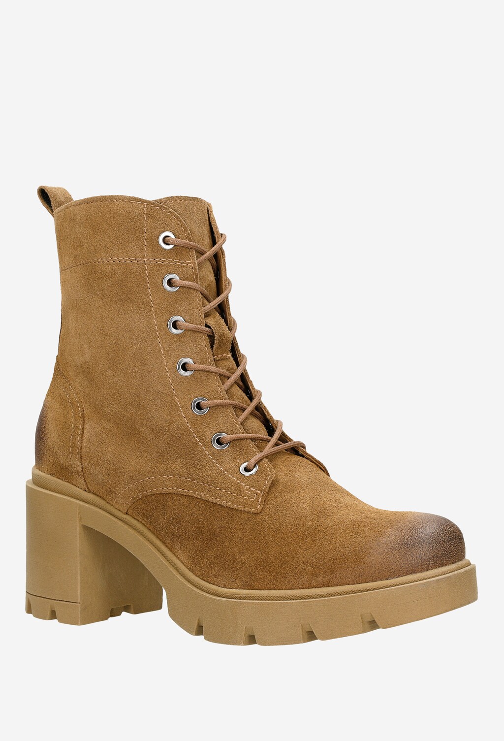 Dámske členkové čižmy na opätku v jemnej hnedej farbe 64060-63 Widok 3