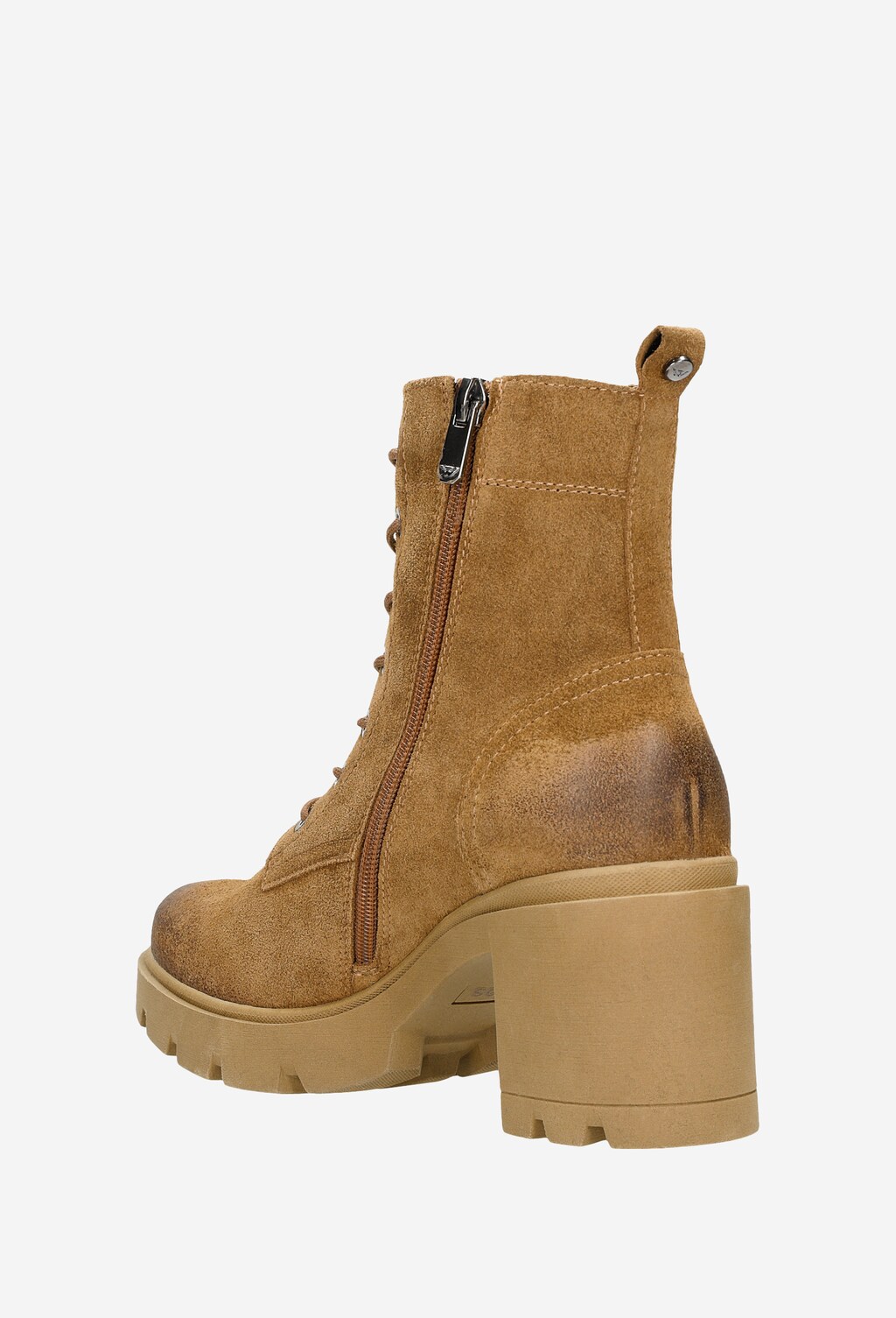 Dámske členkové čižmy na opätku v jemnej hnedej farbe 64060-63 Widok 4