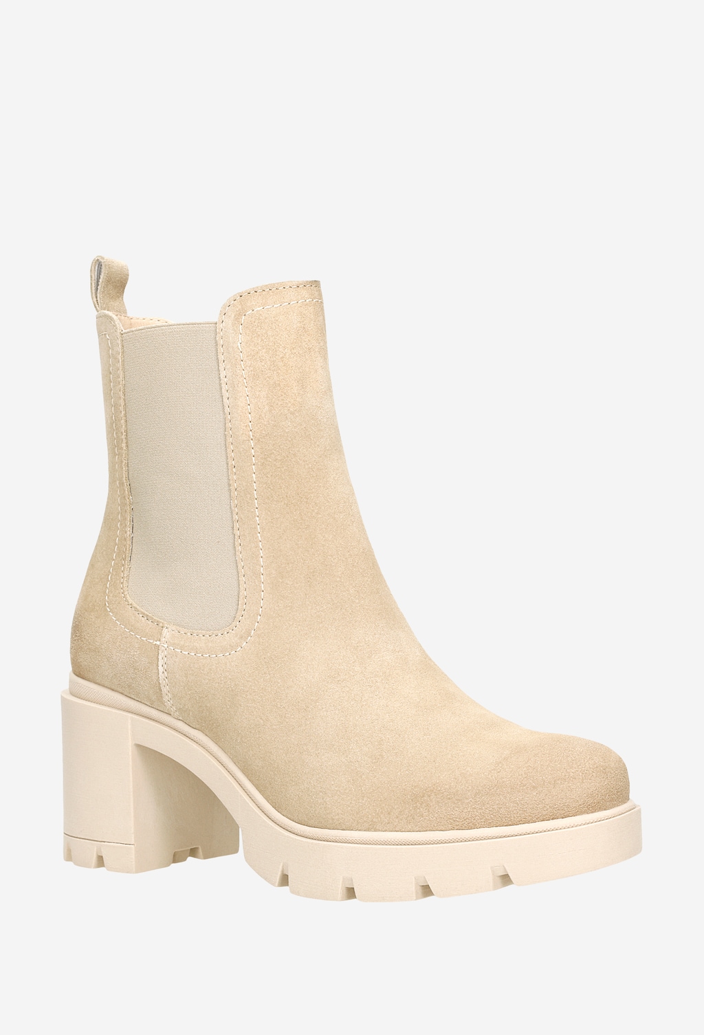 Béžové dámske členkové čižmy s hrubou podrážkou 55109-64 Widok 3