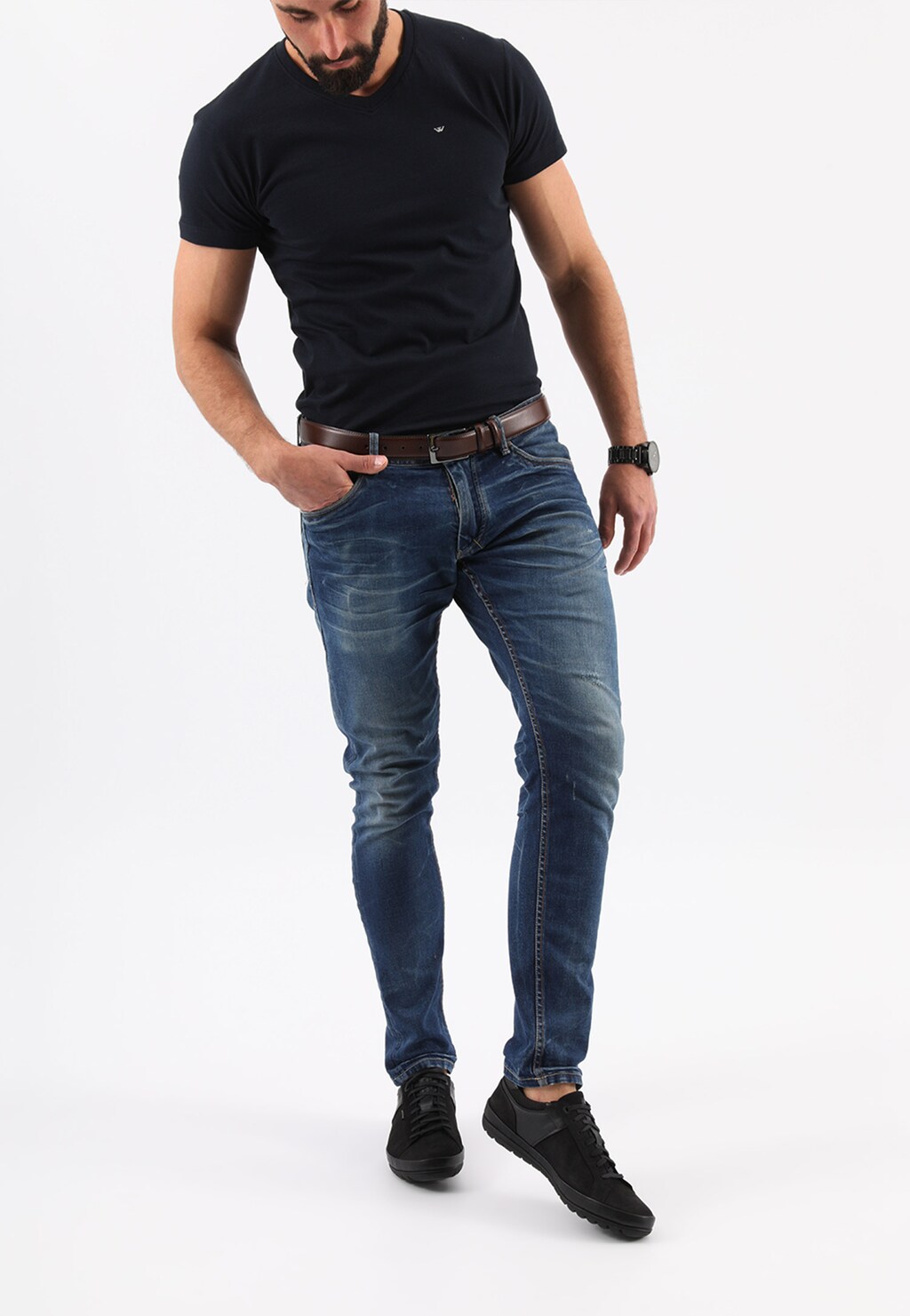 Czarne półbuty męskie 9046-71 Widok 8