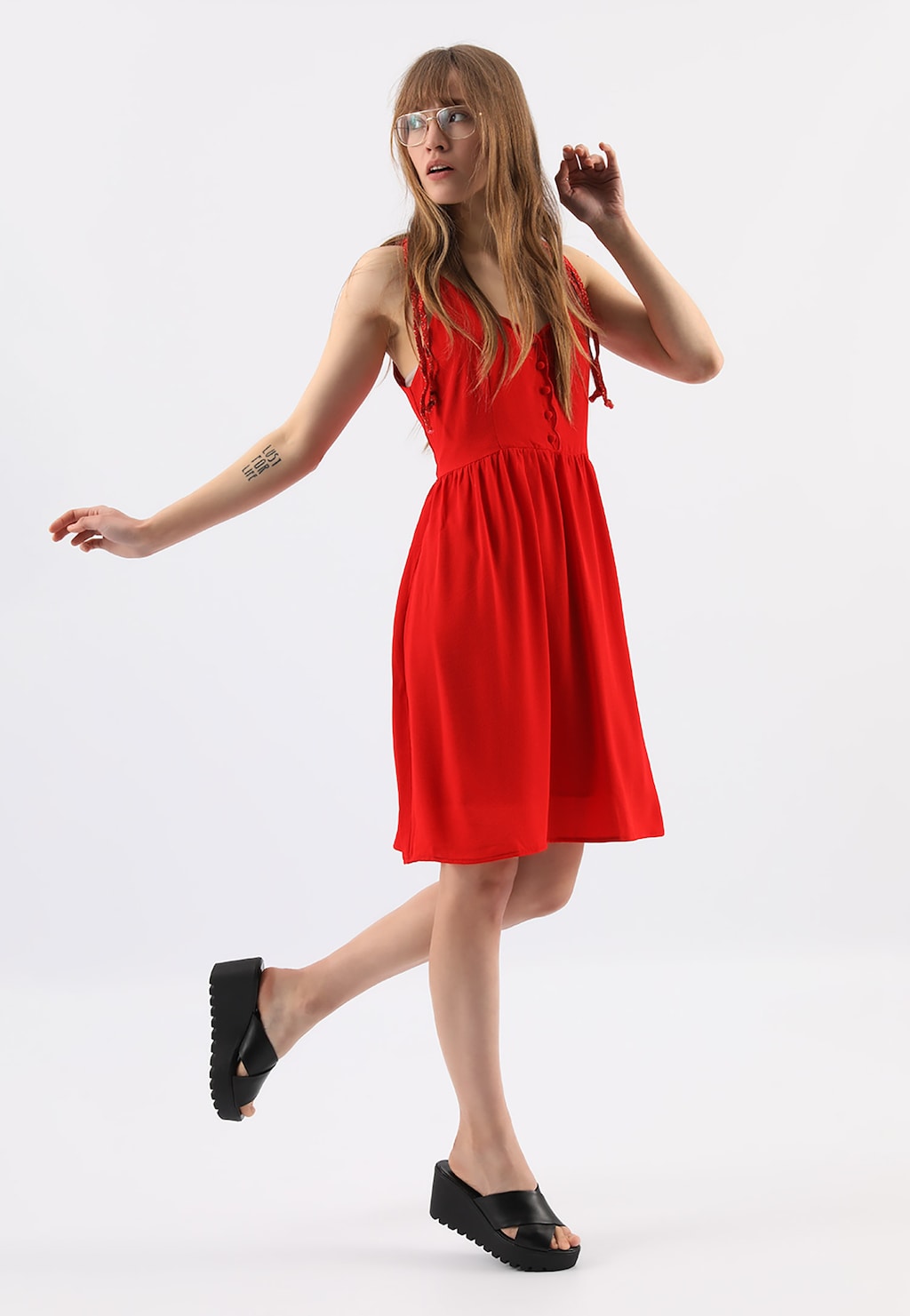 Czarne klapki damskie na koturnie 74034-51 Widok 1