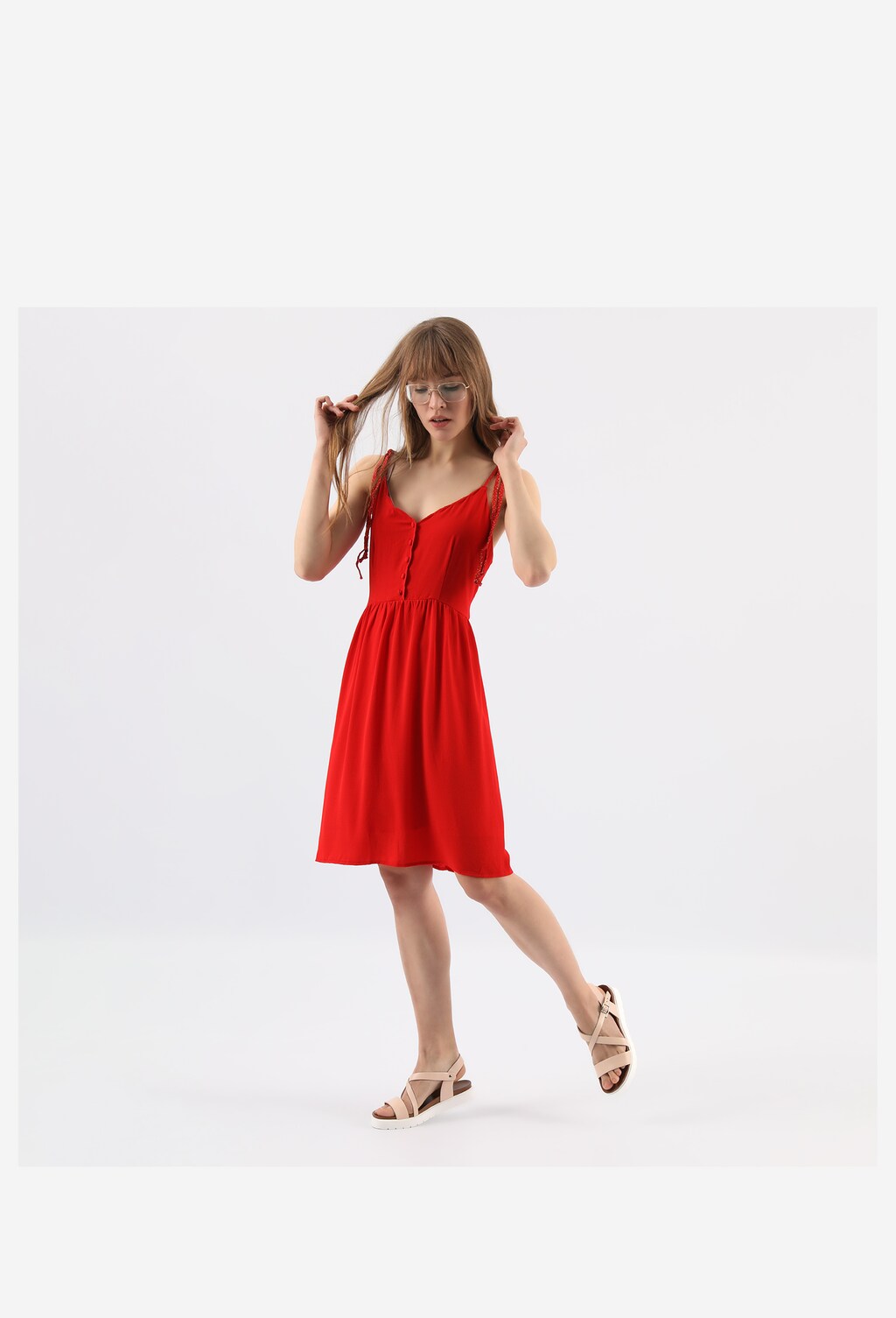 Delikatne różowe sandały damskie z białą podeszwą idealne na lato 76014-54 Widok 8