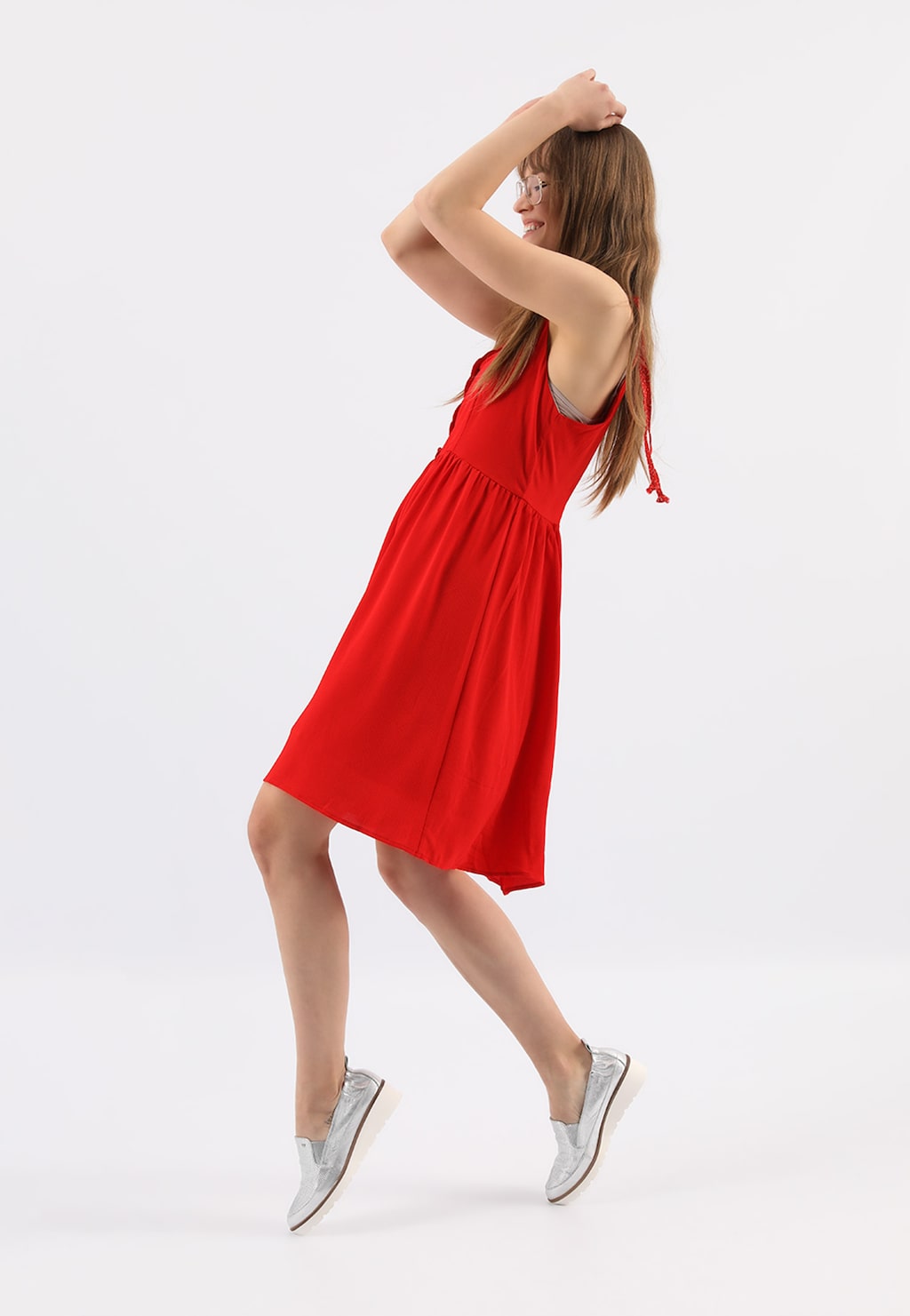 Srebrne loafersy damskie na białej podeszwie 46008-59 Widok 7