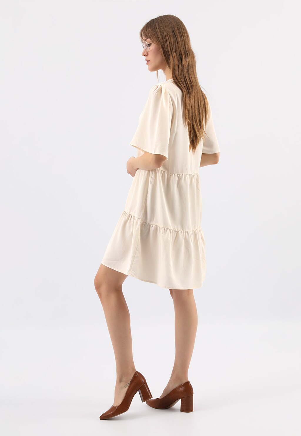 Pohodlné dámske lodičky z hnedej lícovej kože 35066-52 Widok 9