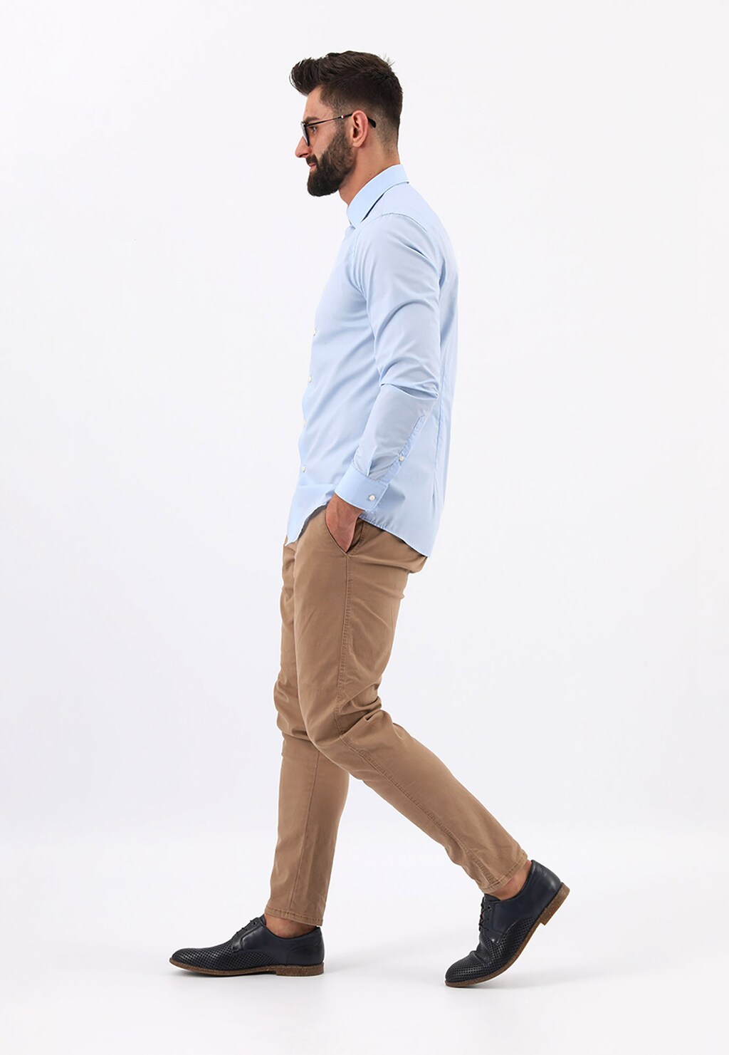 Jarní mokasíny pánské v decentní granátové barvě 10123-56 Widok 1