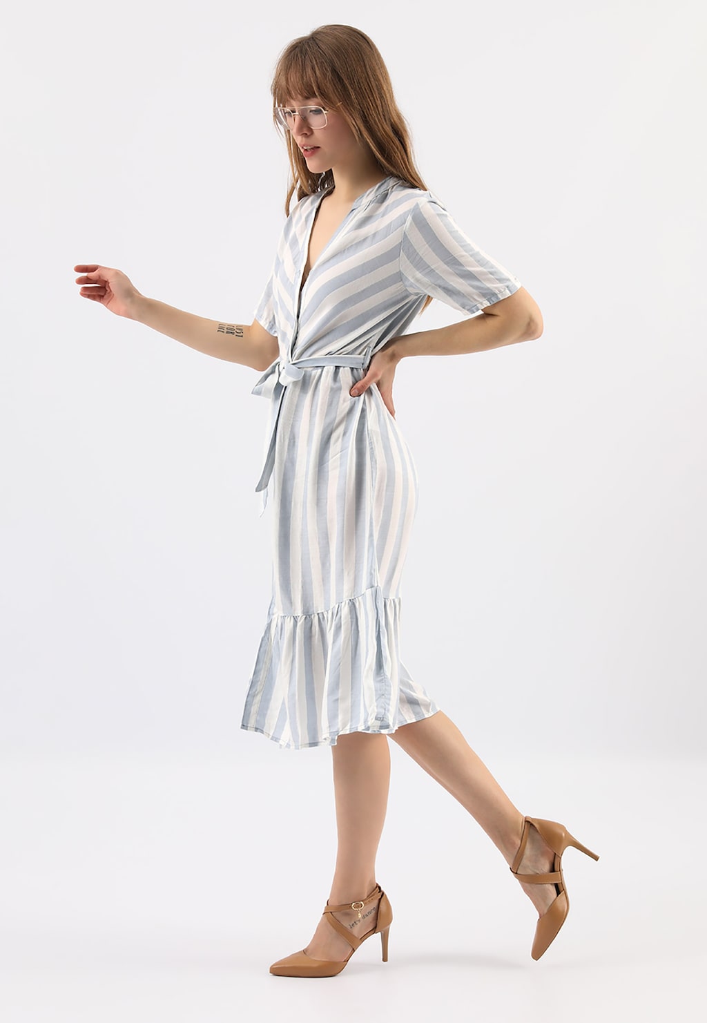 Béžové dámske lodičky so zapínaním na remienok 35080-54 Widok 9