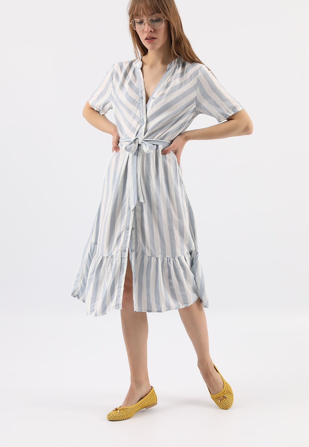 Żółte baleriny w stylu urban 44006-58 Widok 7