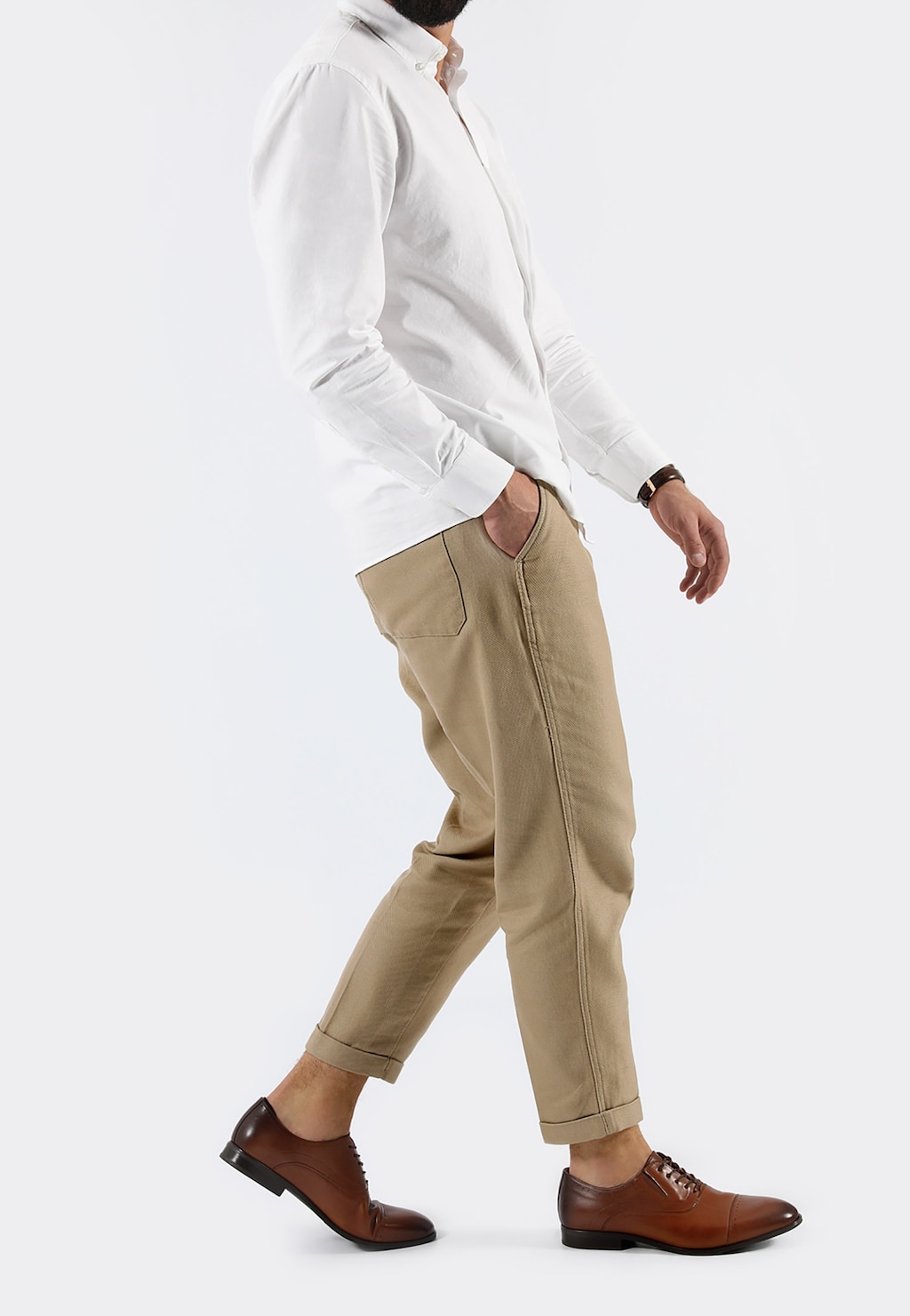 Hnedé pánske elegantné topánky z pravej kože 10066-52 Widok 7