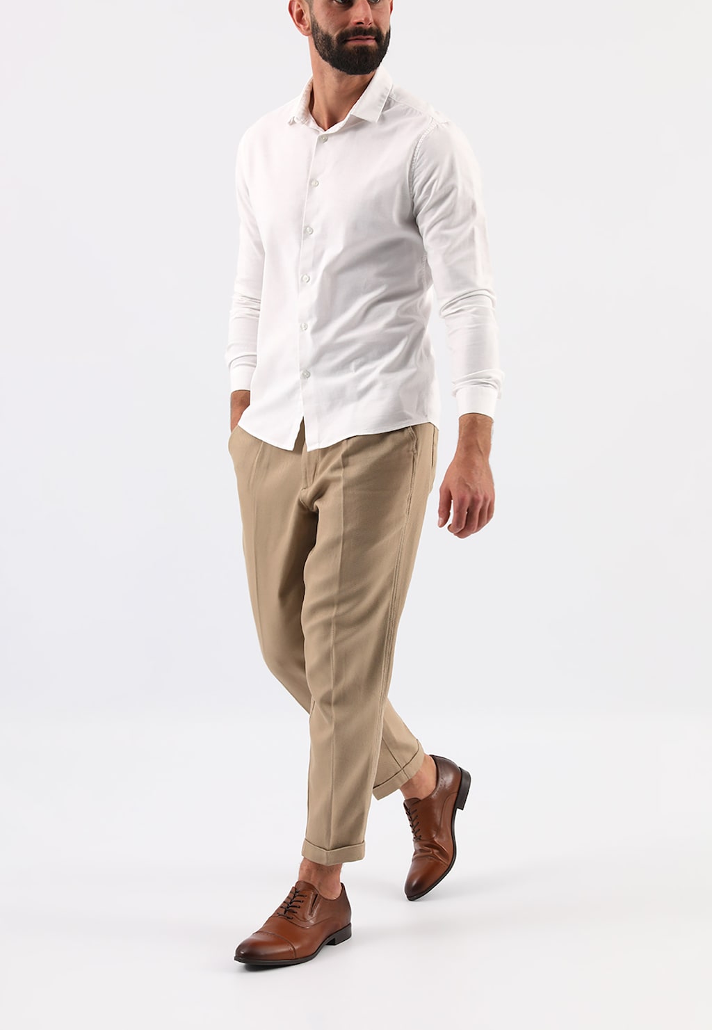 Hnedé pánske elegantné topánky z pravej kože 10066-52 Widok 1