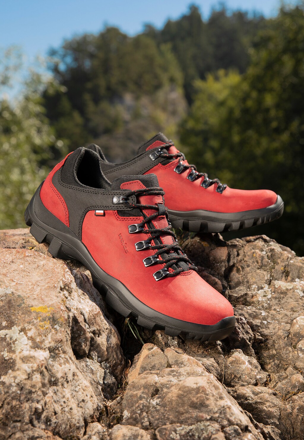 Czerwone buty trekkingowe męskie crazy horse 9377-05 Widok 1