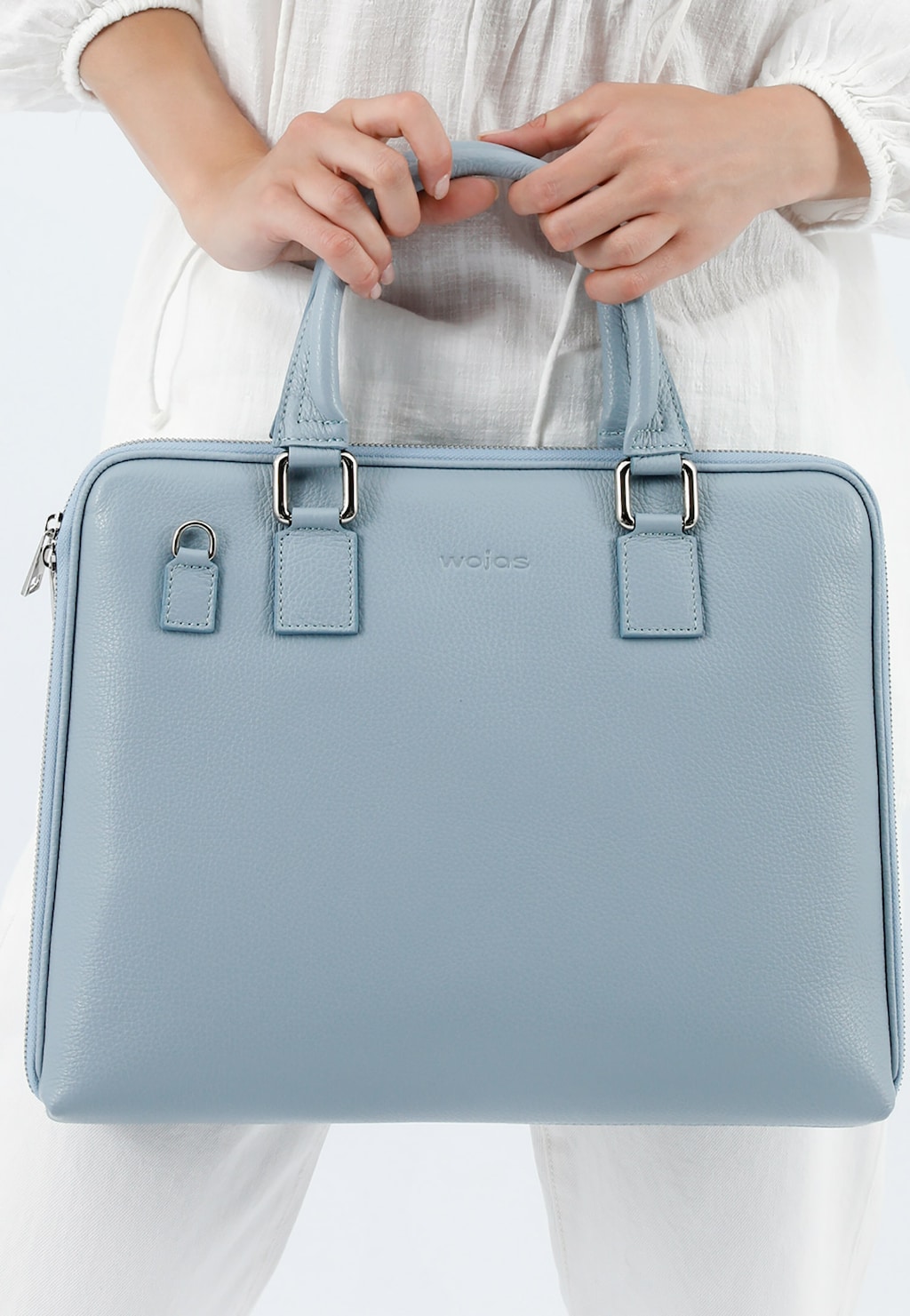 Duża klasyczna torba damska na laptopa 15,6 w kolorze niebieskim 80154-56 Widok 8