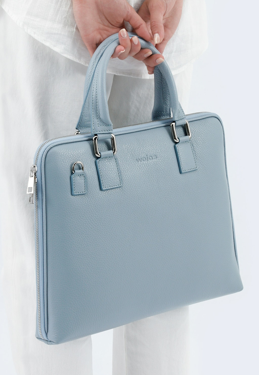 Duża klasyczna torba damska na laptopa 15,6 w kolorze niebieskim 80154-56 Widok 9