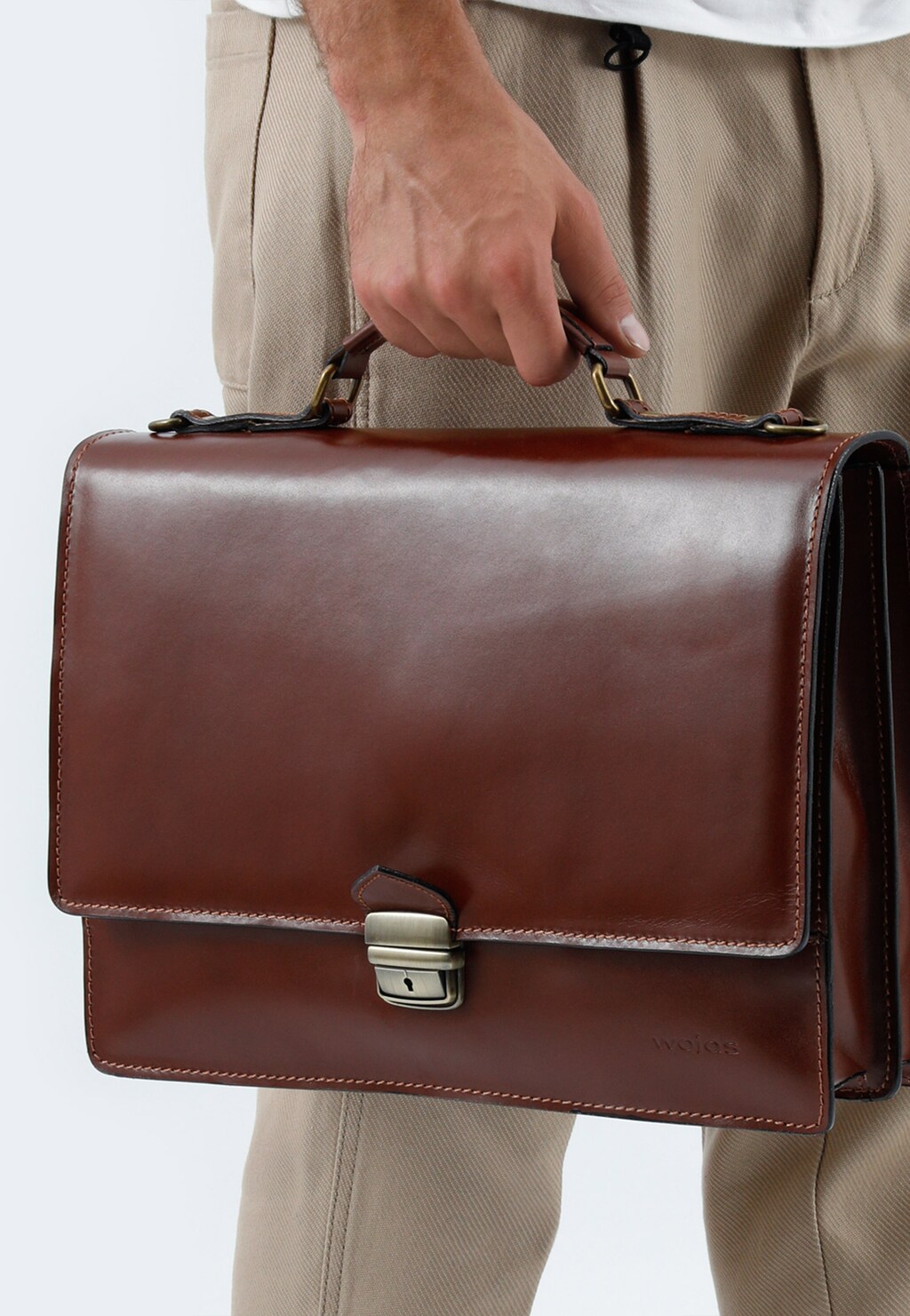 Brązowa teczka męska z gładkiej skóry 90005-52 Widok 9